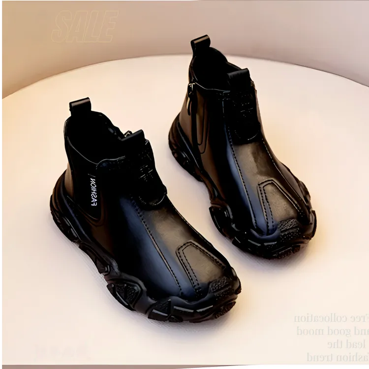 儿童皮鞋加绒2024爆款6-12岁软底宝宝乐福冬季男童黑色真皮英伦风