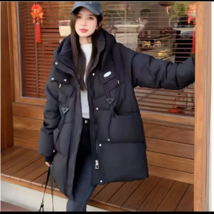 “Daying”953冬季大码胖mm显瘦中长款飘带韩版棉服