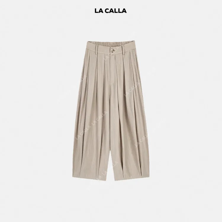 LA CALLA遛弯裤宽松褶感垂感阔腿休闲裤K077