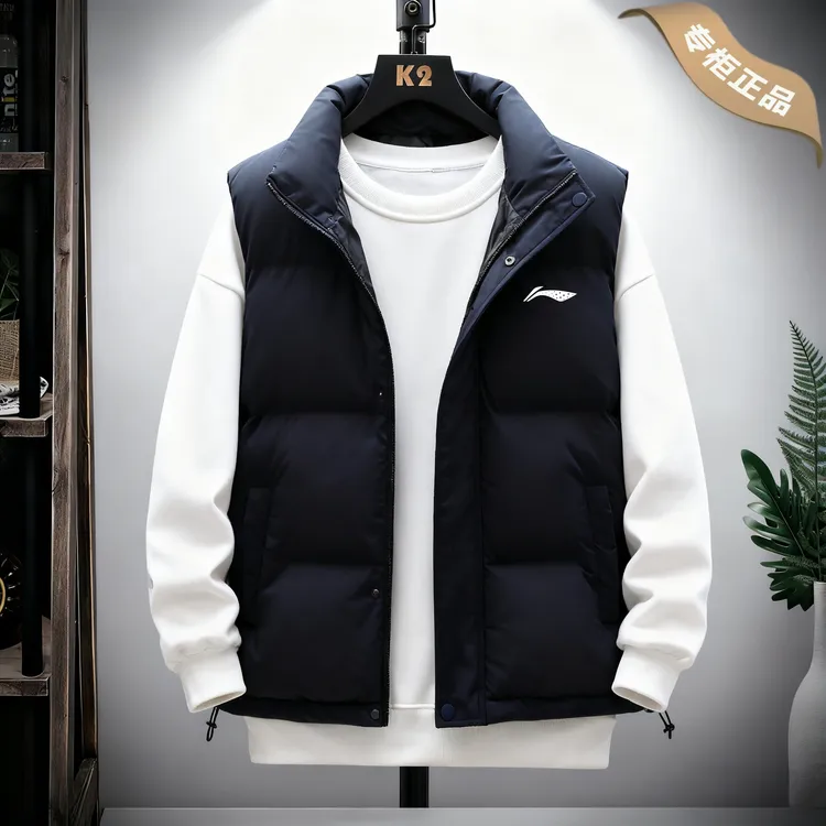 专柜正品 轻奢百搭拉链厚款情侣印染宽松型棉马甲冬季保暖立领男