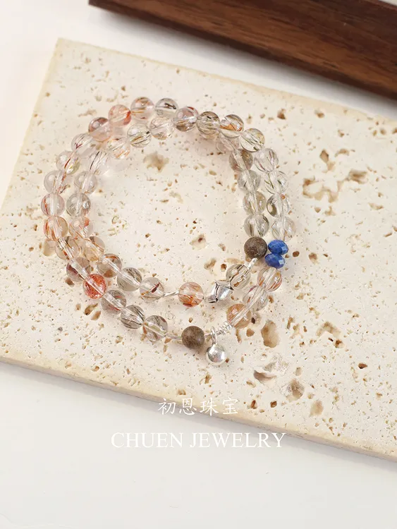 【时光旅人】天然黑金超七水晶手链女款纯银招财转运小众礼物手串