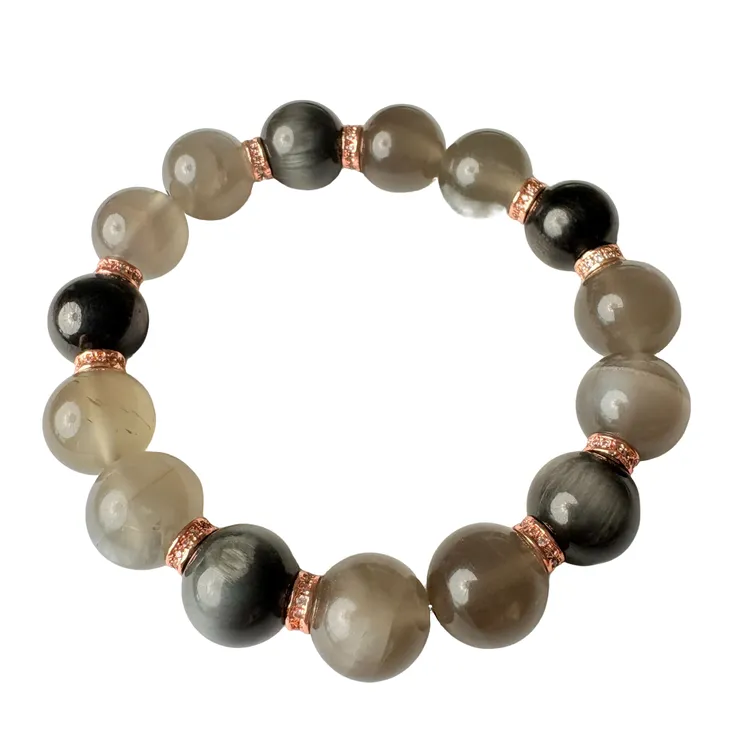 非金属仿水晶手链 多宝手串支持DIY定制 女生专属 单圈灰月光