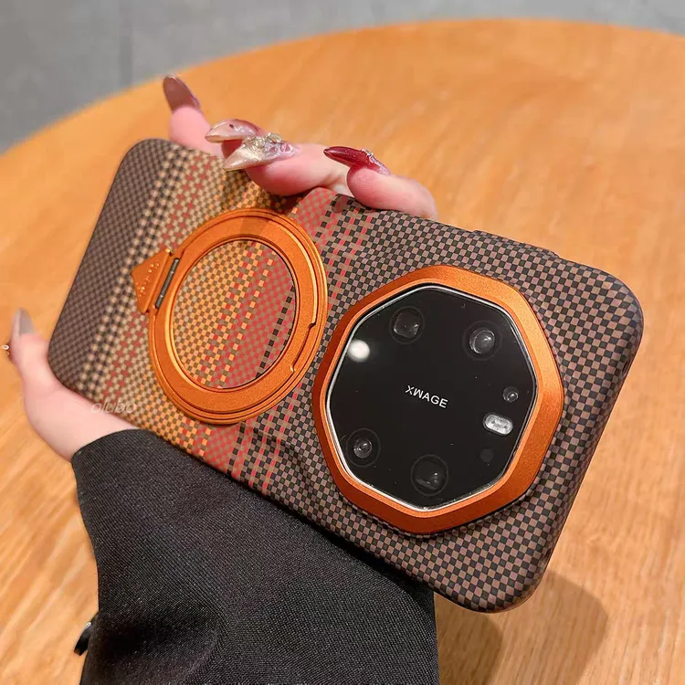 适用华为mate80rs非凡大师手机壳女碳纤维纹磁吸支架超薄防摔商务