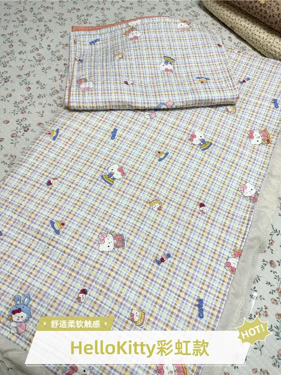 3号彩虹绗缝卡通动漫40支透气花边款床盖双面款可爱风