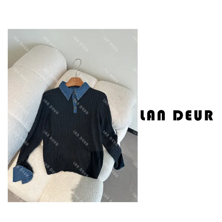 JIUJIU【文艺秋诗】绵羊毛时尚气质拼接宽松假两件复古秋冬针织衫女