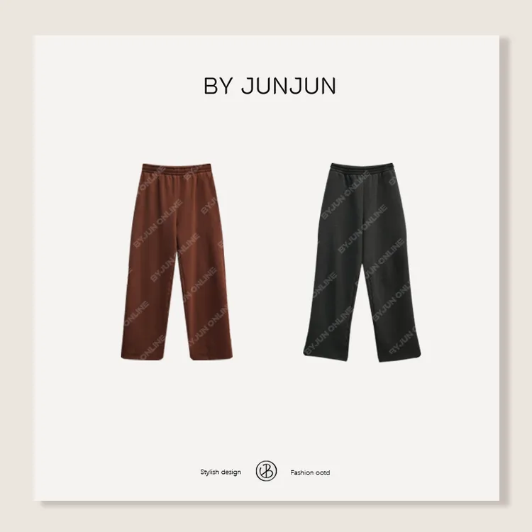 ByJunjun2025冬季新款热红酒定制定染超糯磨破直筒卫裤