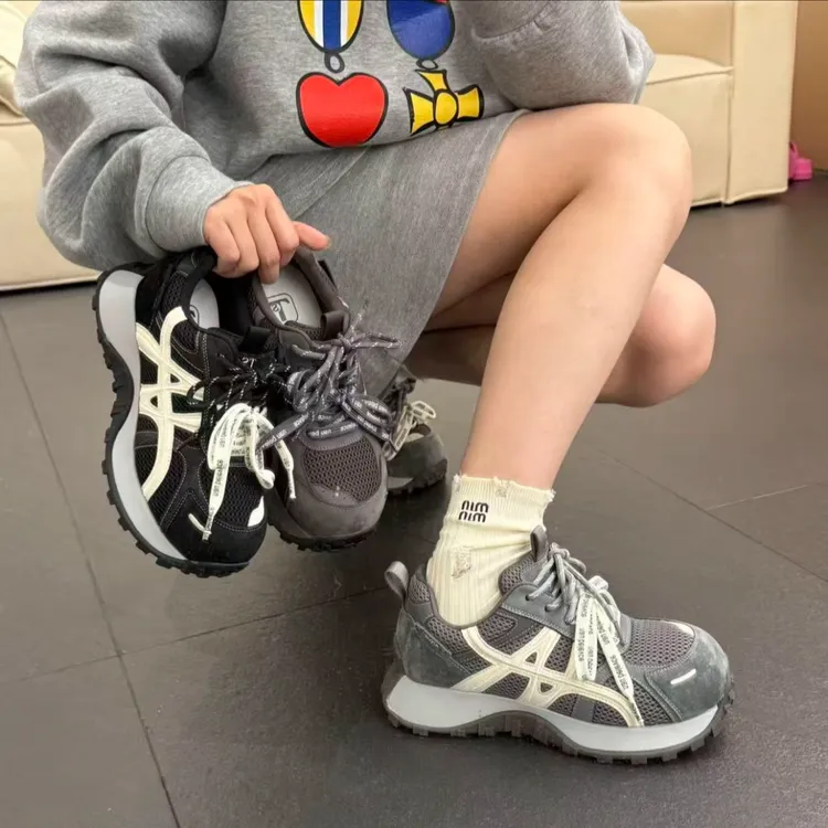 真皮女鞋2025秋新款韩版厚底显脚小老爹鞋小蛮腰阿甘鞋休闲跑步鞋
