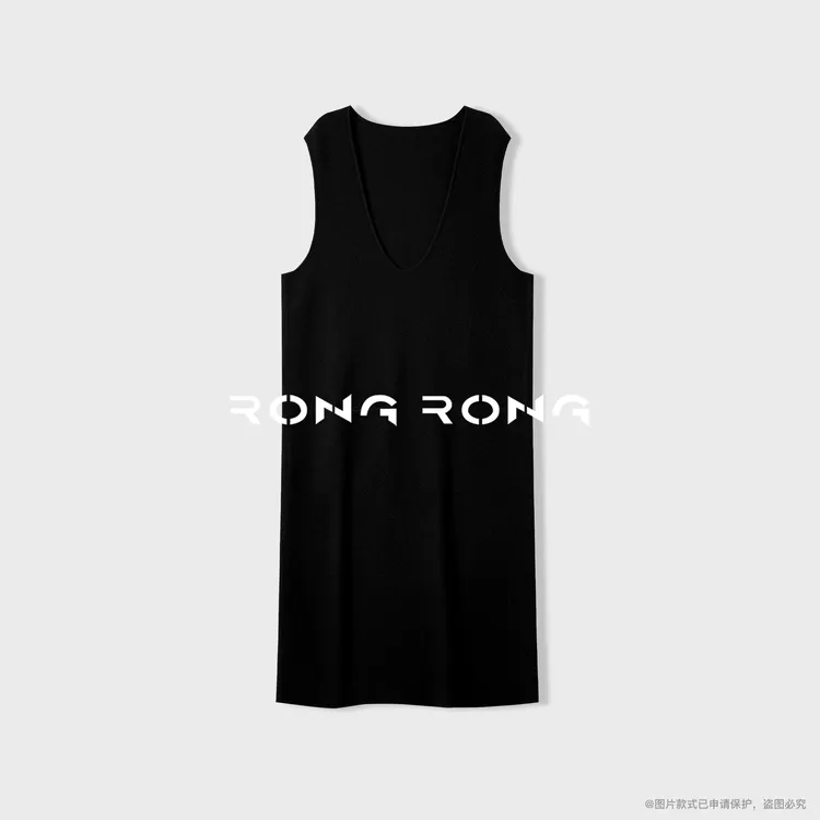 溶溶【续诗入暮】RONGRONG 100绵羊毛简约慵懒风叠穿连衣裙RRF51090