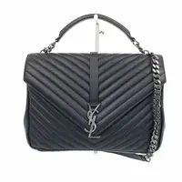 99新 YSL/圣罗兰 思斯专属  YSL黑银大号信封邮差 AE307