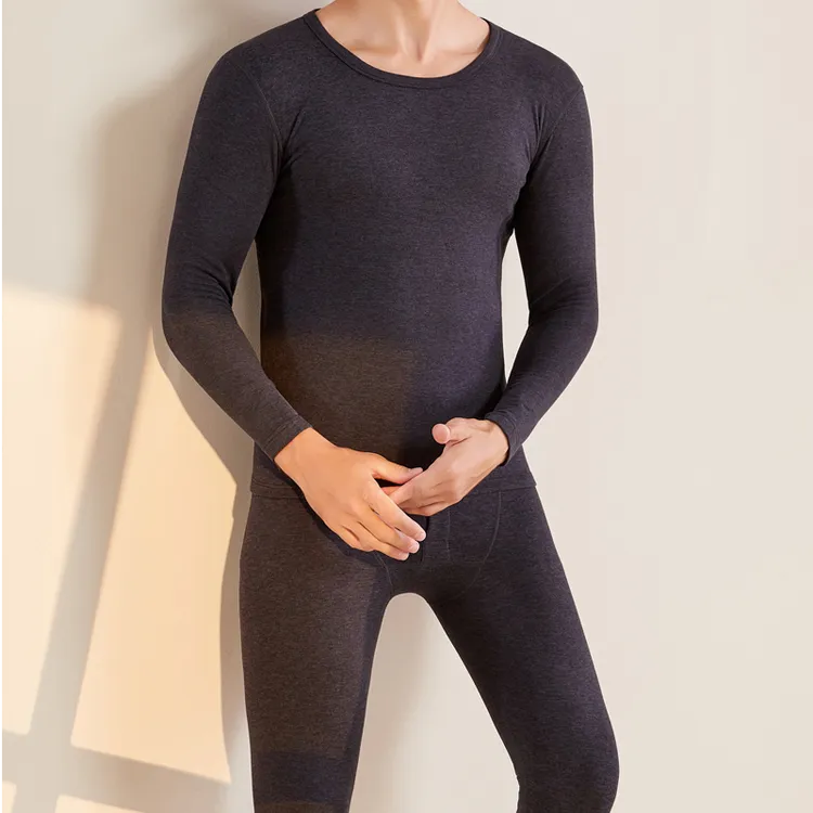 柜子35&9冬季保暖套装2.0]蚕丝羊毛7A抑菌家居保暖衣男款8259