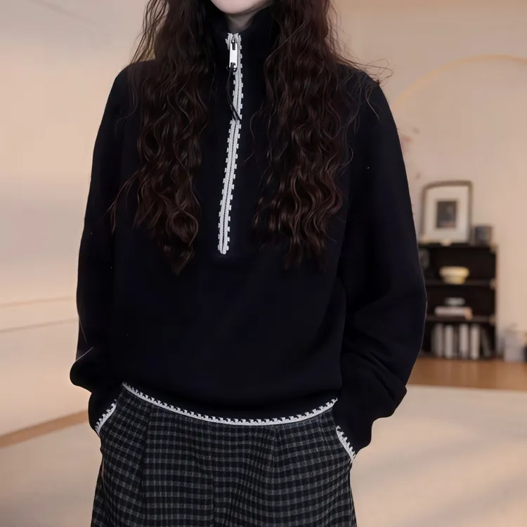 2025冬季洋气高领加厚保暖毛衣韩版复古慵懒风显瘦遮肉百搭针织衫