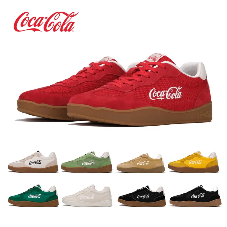 Coca-Cola/可口可乐新款复古德训鞋男女同款百搭增高休闲板鞋