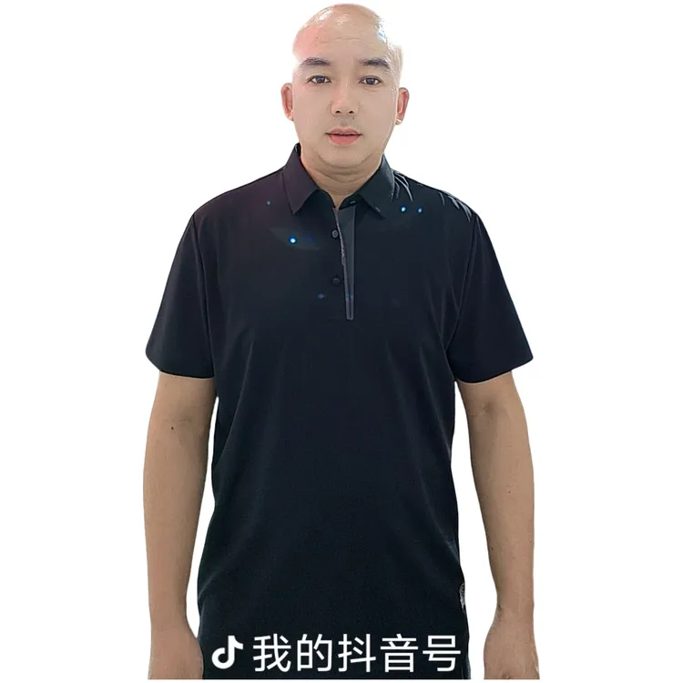 【85825】男士夏季锦氨面料翻领短袖T恤衣领撞色吸汗透气凉爽免烫