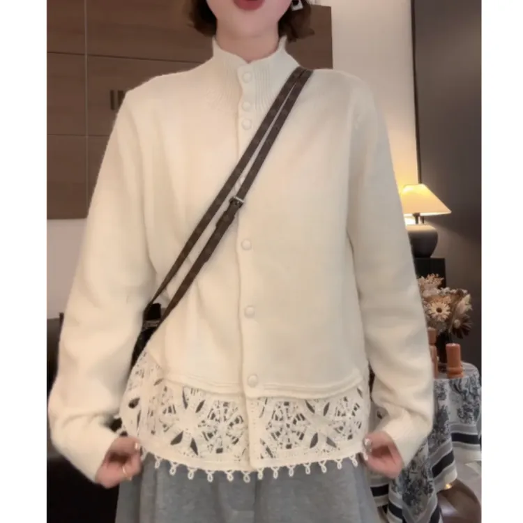 秋冬下摆镂空设计感显瘦百搭气质高领毛针织上衣毛衣LK2508277