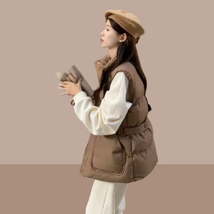 立领秋冬棉马甲女2025新款爆款洋气收腰保暖显瘦无袖外套坎肩马夹