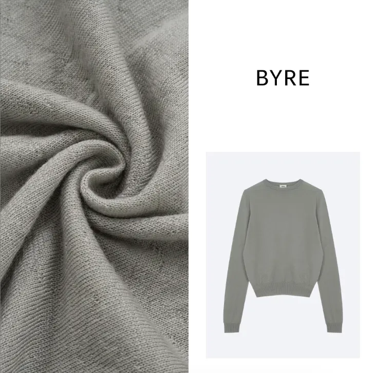BY391 灰色圆领长袖毛衣【干洗】