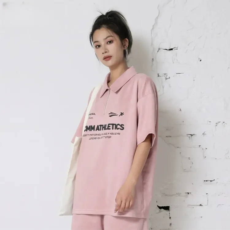 FC-3226夏季2025新款POLO领上衣宽松套装潮流情侣款美式百搭韩版