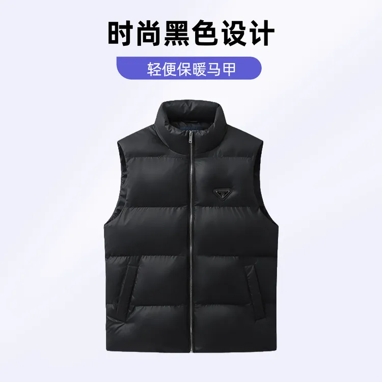 法国G&GAVENUE冬季新款加厚马甲男士三角标拉链马甲休闲保暖外套