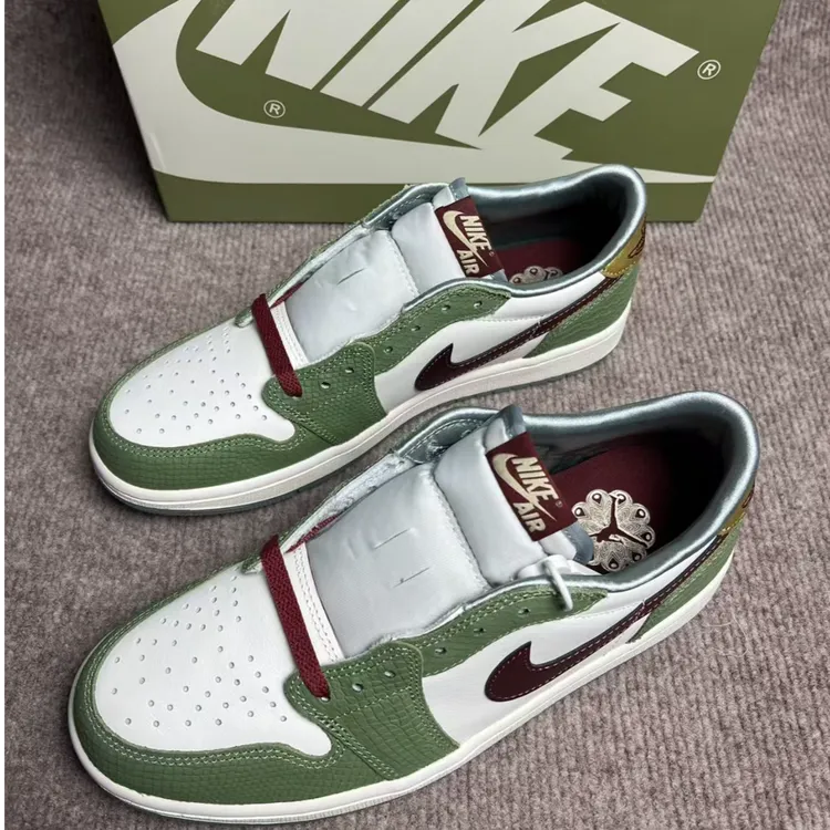 Air Jordan 1 Low AJ1龙年 白绿 低帮 男子复古篮球鞋 官方正品