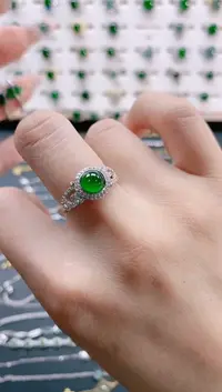 【闪购商品】翡翠戒指银S925镶嵌天然翡翠