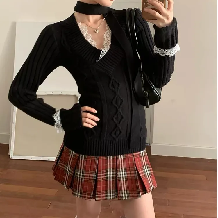 新年红色辣妹风高级感百褶短裙新款学院风小个子格子高腰半身裙