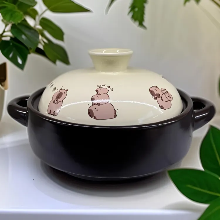 4升卡皮巴拉砂锅家用炖锅汤锅煲汤高颜值煤气灶明火煲汤锂瓷锅