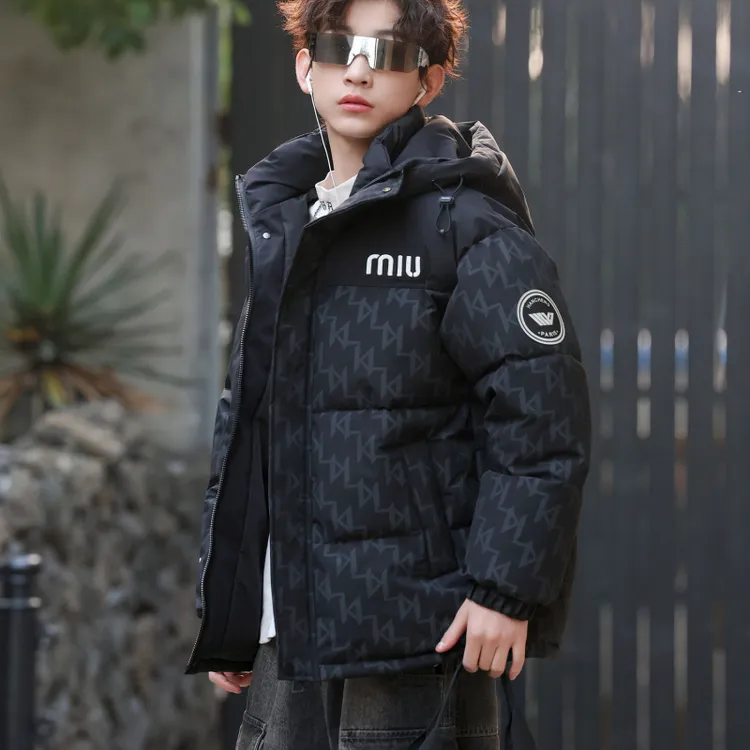 青少年儿童棉衣秋冬男女童拼色防风防水加厚保暖儿童衣服秋冬款