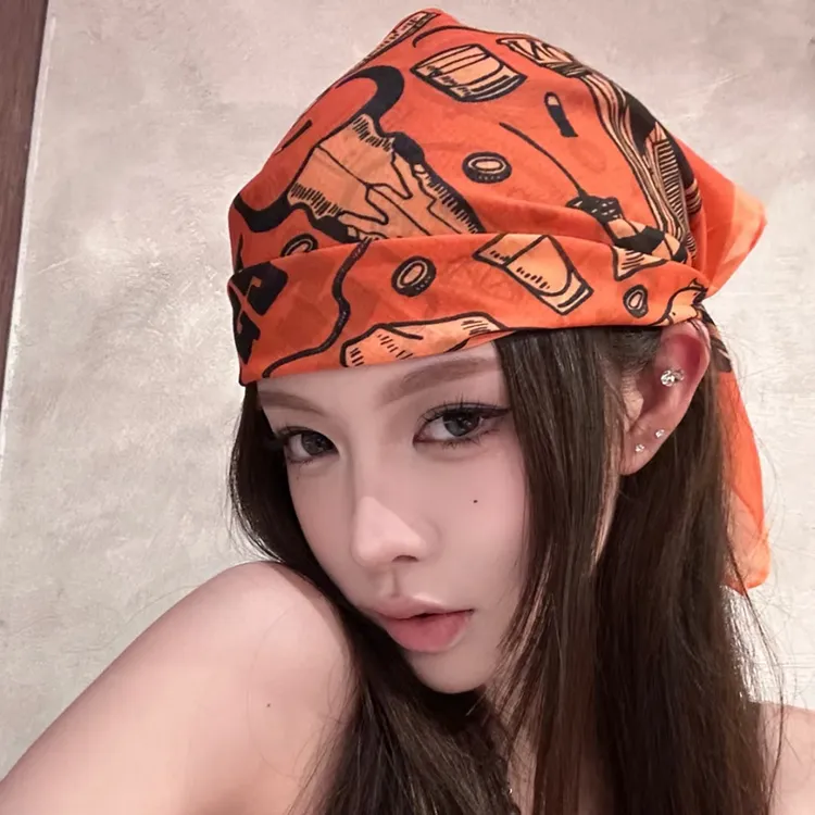 海盗美式复古方巾女ins西部牛仔男士围脖古着头巾嘻哈领巾面巾