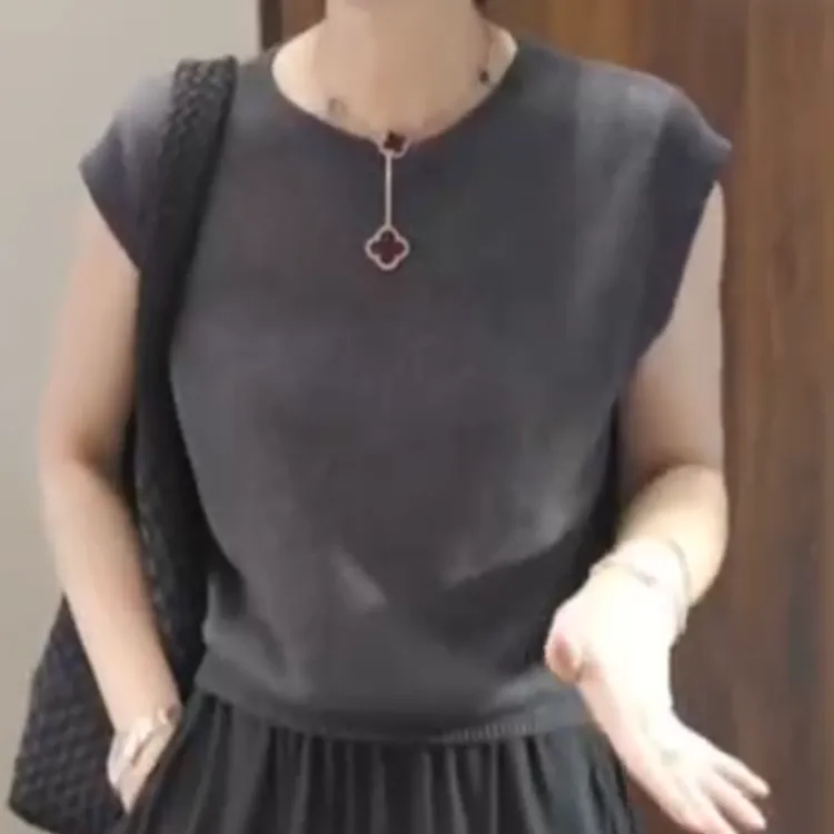 【绛纱谧奢】2025夏季新款休闲百搭无袖背心LK2504732