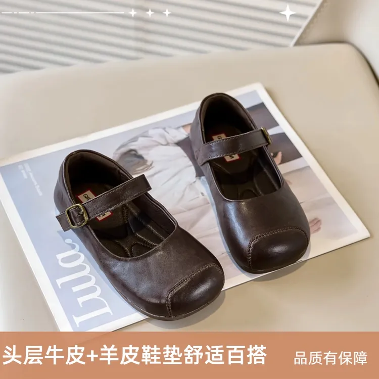 新品巴拉巴拉头层牛皮女童皮鞋2025春秋新款儿童公主鞋小女孩舞蹈