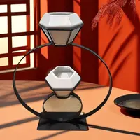 现代简约铁艺花架搭配桌面花瓶花盆置物架创意新中式桌面装饰摆件