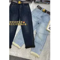 【Q-xyy服饰】冬季加厚密密绒老爹裤牛仔裤 88171