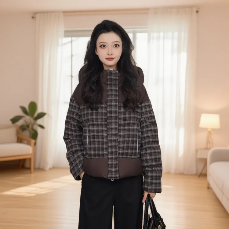 Gowani/乔万尼2025新款女款冬季保暖中长款拼接EZ4T213