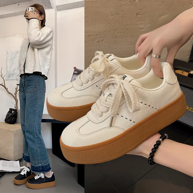 梅蔓琳防滑时尚休闲鞋港风春秋小众韩版透气德训鞋子厚底小单鞋