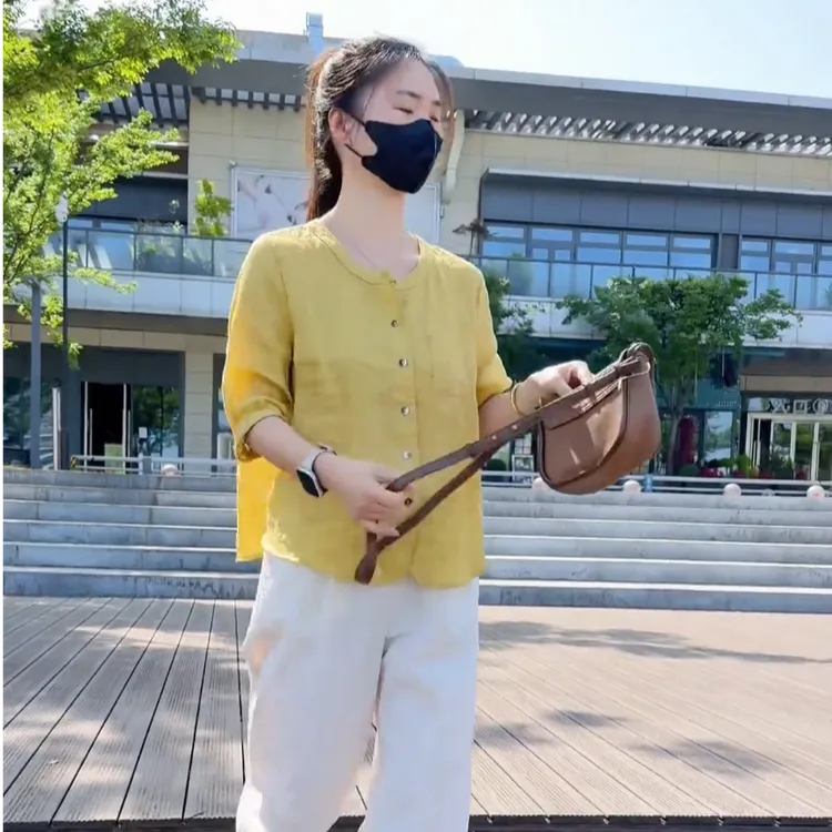 2025夏季薄款设计感亚麻防晒衣衬衫女新款宽松显瘦休闲短款小衫