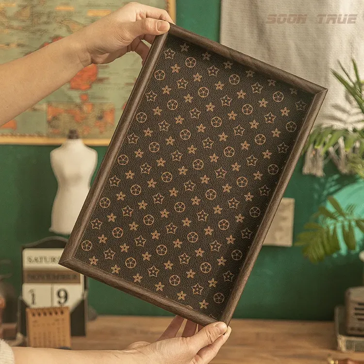 【两个装】桌面复古托盘高档首饰收纳盒长方形客厅茶具果盘茶盘