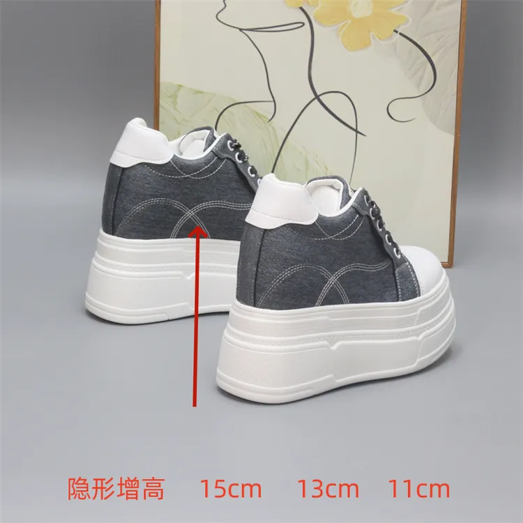 隐形增高15cm小白鞋女小个子超高跟13cm时尚百搭增高显瘦女单鞋