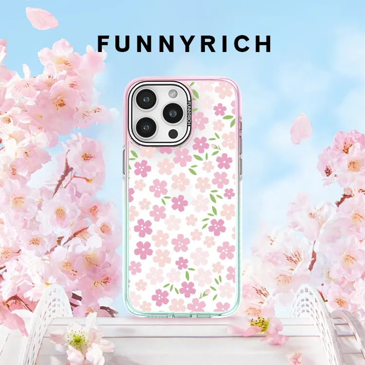 FUNNYRICH治愈樱花笺适用iPhone17ProMax手机壳渐变苹果16/15透明