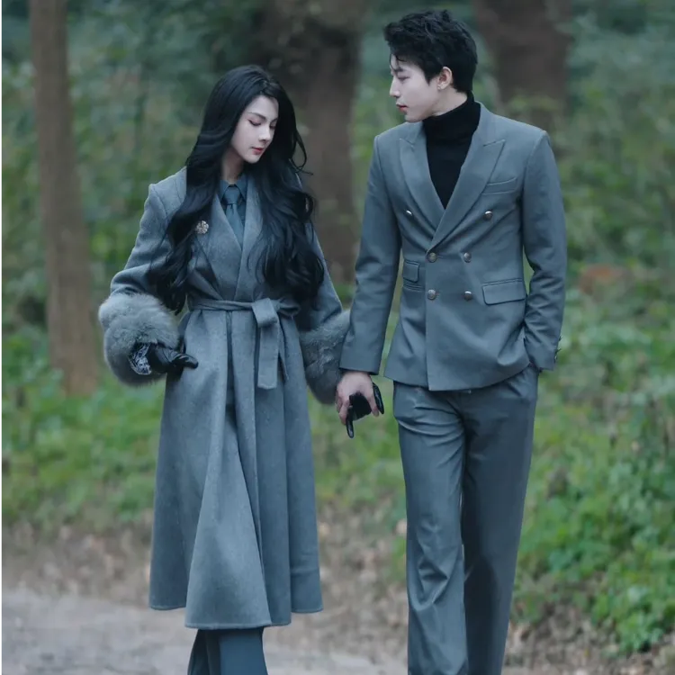 魏元高定/秋冬长款百搭设计师毛毛袖子大衣-0904