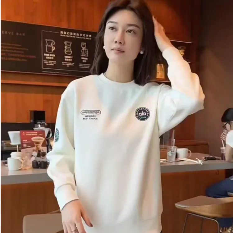 男女同款潮牌字母印花卫衣男秋冬加绒圆领个性百搭休闲情侣打底衫