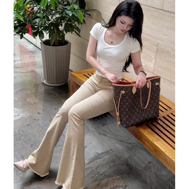 【主理人专属】张百亿修身喇叭裤女休闲气质高腰长裤显瘦显高裤子