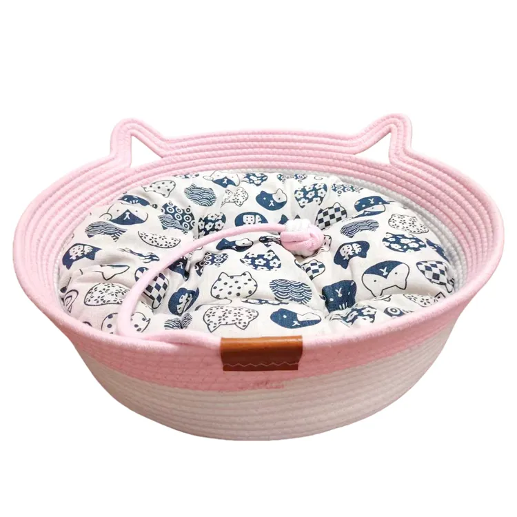 冬季宠物窝四季通用板凳舒适棉麻藤编猫窝猫咪透气双层耐抓宠物