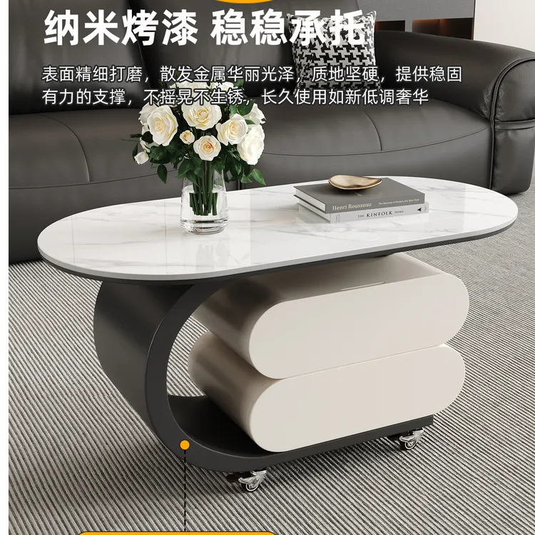 【无边几】极简移动岩板推车茶几家用小户型客厅现代简约高级感极简