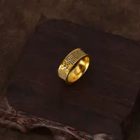 厚義金铺手工制作足金蓝宝如意戒指