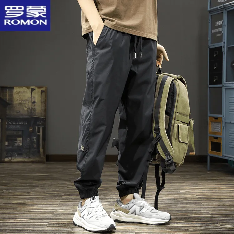 罗蒙高端胖子2025冲锋男士休闲裤宽松大码速干运动长裤春秋束脚裤