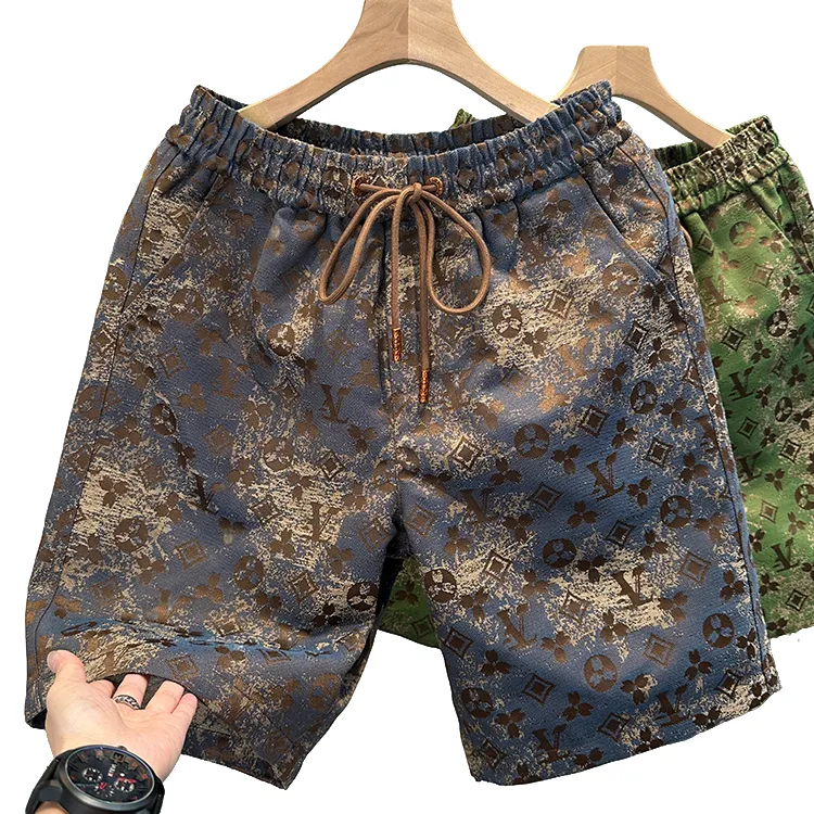 菲柯米因欧货时尚提花休闲短裤男士新款夏季潮牌外穿沙滩五分裤