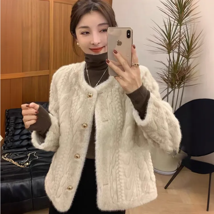 款毛绒皮毛一体外套女2025新款春秋时尚宽松小个子加厚毛毛上衣女