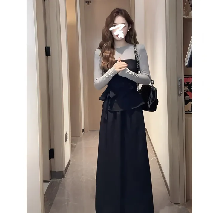 【三件套】秋季慵懒感宽松简约上衣~精致吊带~半身裙套装女