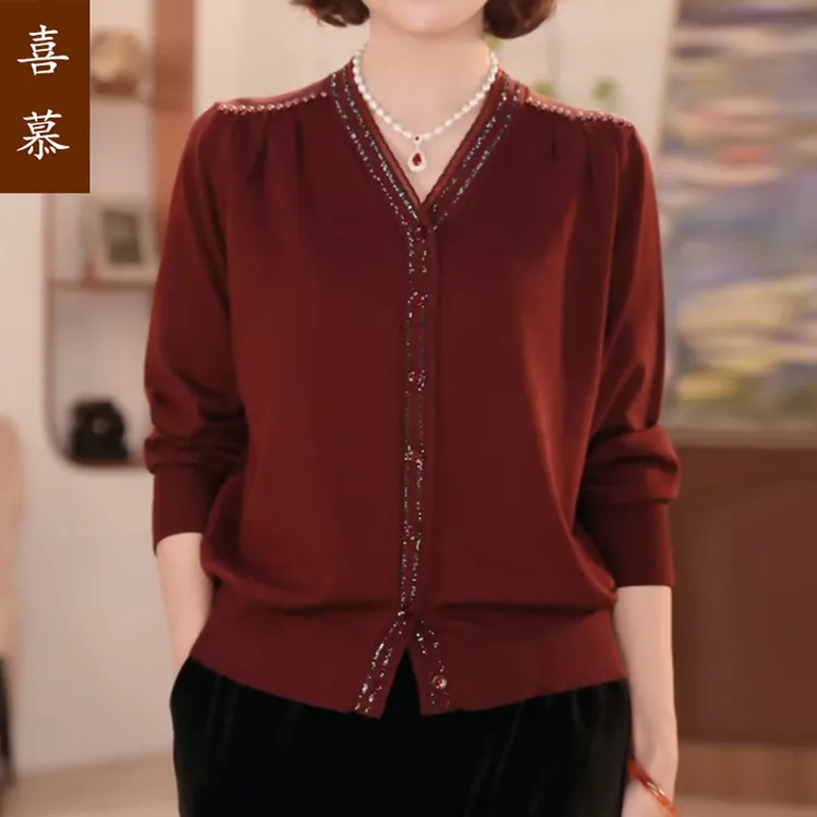妈妈装秋时尚洋气套装2025秋冬新款针织小衫中老年高端减龄针织衫