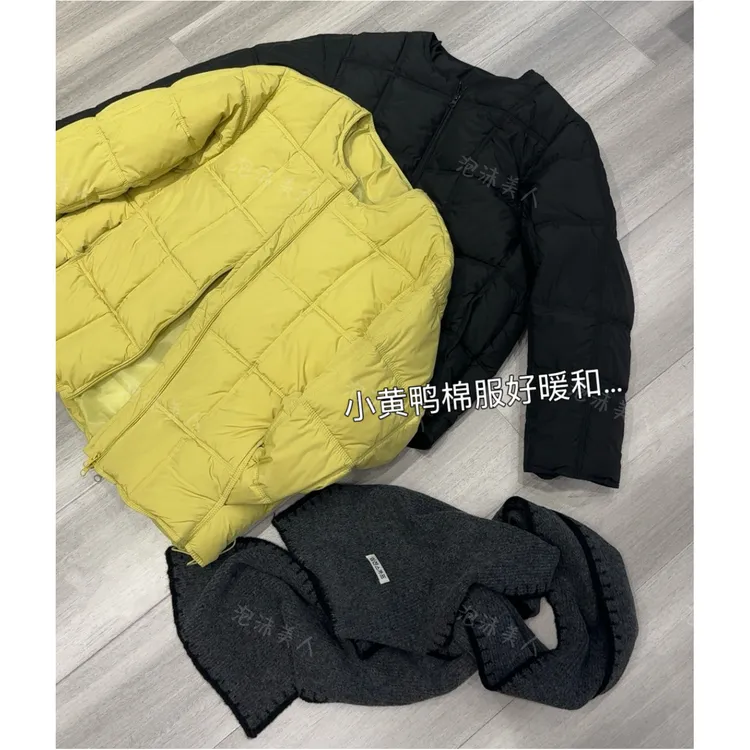 【小黄鸭棉服】韩版2025冬季女新款圆领保暖时尚外套棉衣秋冬62-64